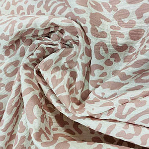 Тканина муслін жатий двошаровий, дрібний рожевий леопард на білому (шир.1,35 м) (MS-JAT-2-0093)
