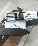 Чоловічий шкіряний ремінь Lacoste + коробка в подарунок!, фото 2