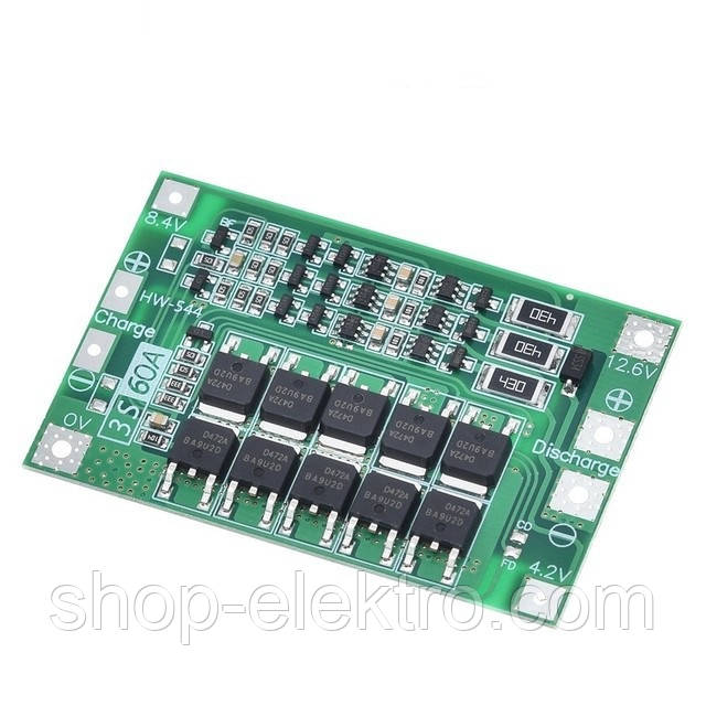 BMS 3S 12,6v 60A з балансуванням, фото 1
