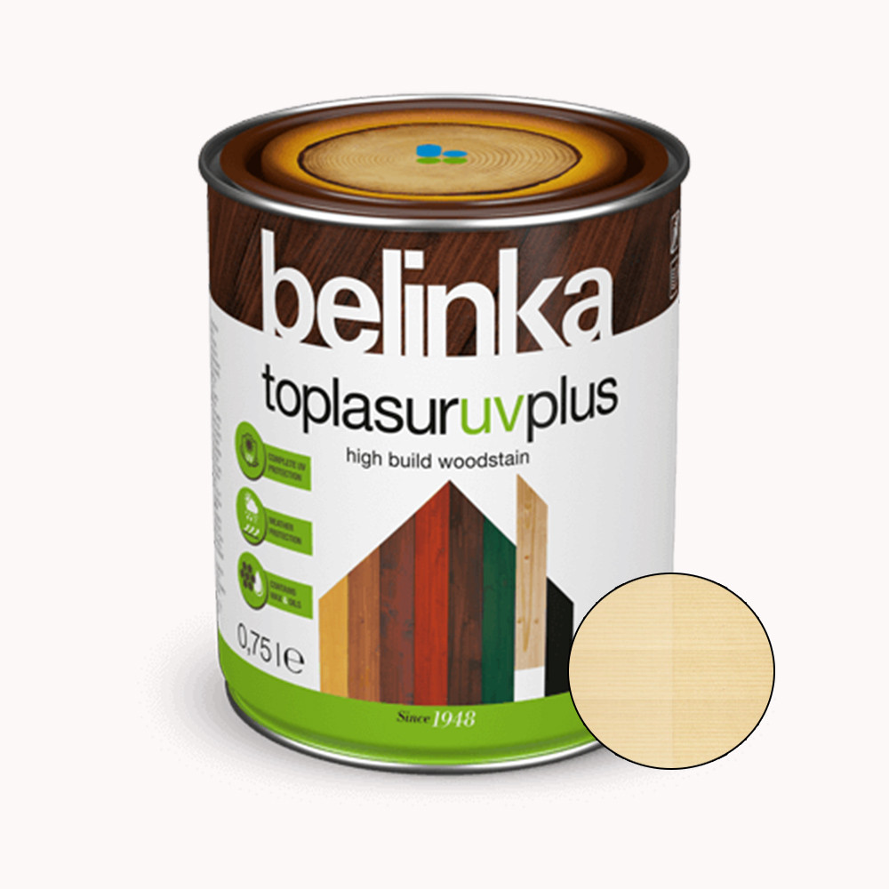 BELINKA Toplasur UV Plus, фарба-лазур для деревини напівглянцева, безколірна (12), 0,75л