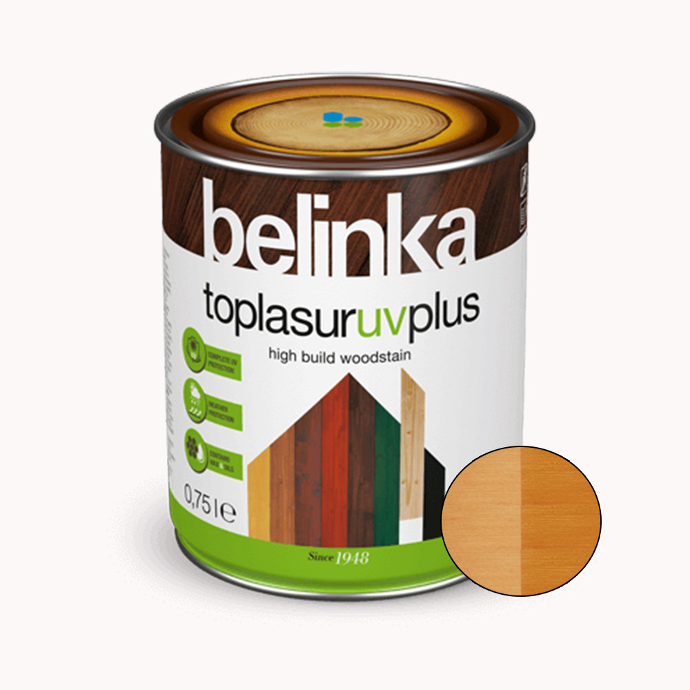 BELINKA Toplasur UV Plus, фарба-лазур для деревини напівглянцева, листяниця (14), 0,75л