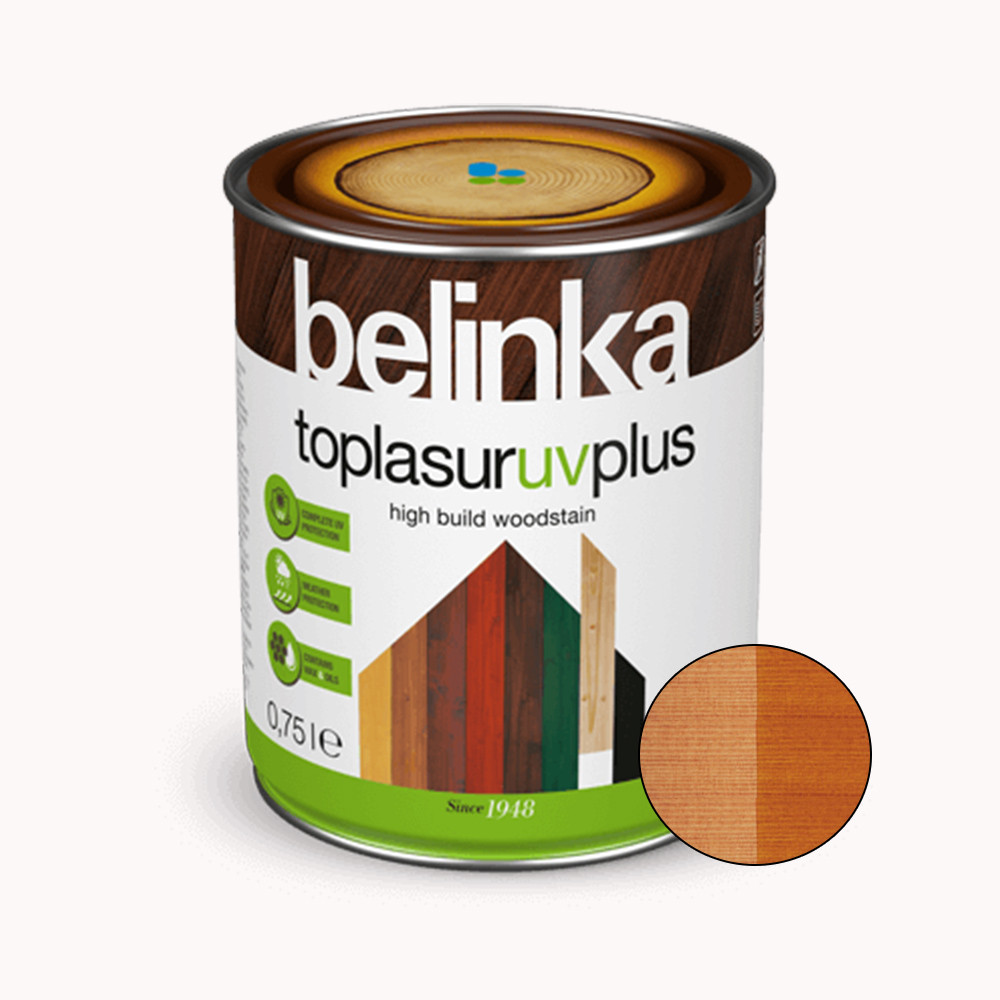 BELINKA Toplasur UV Plus, фарба-лазур для деревини напівглянцева, махагон (23), 0,75л