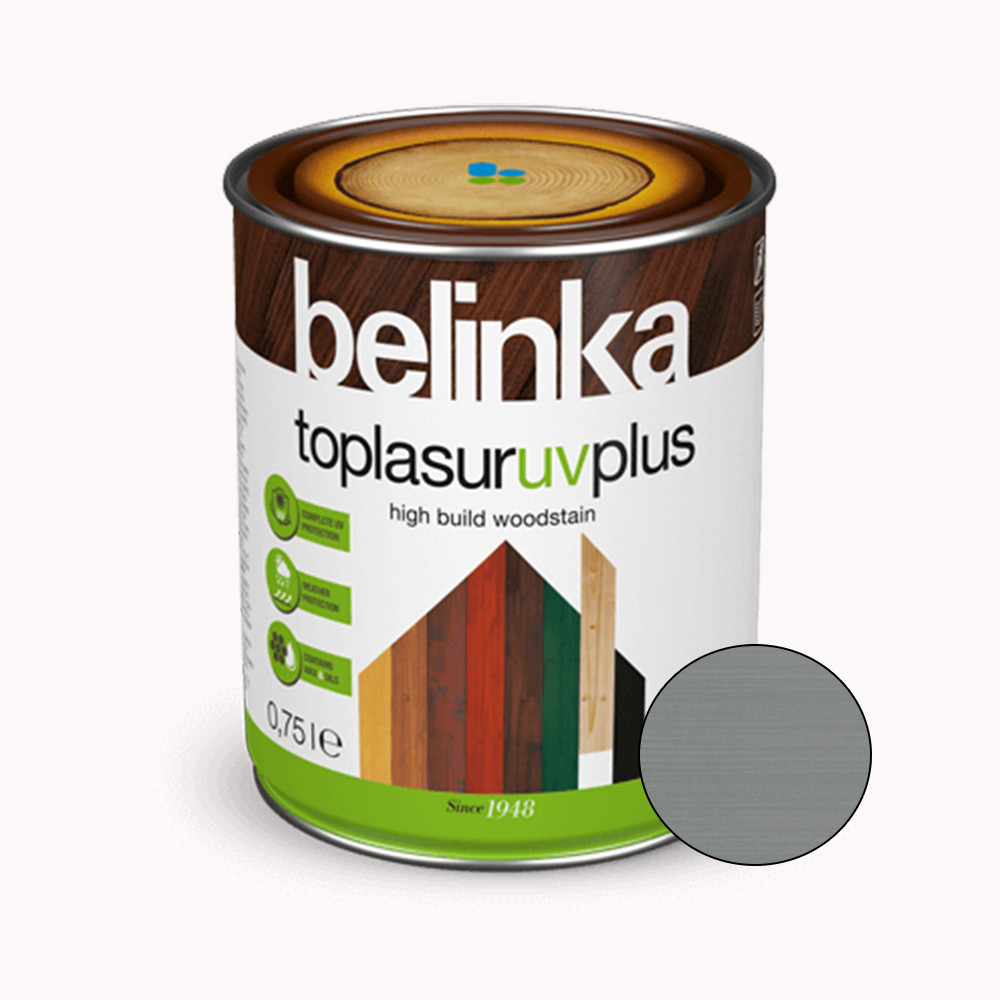 BELINKA Toplasur UV Plus, фарба-лазур для деревини напівглянцева, платиново-сіра (30), 0,75л