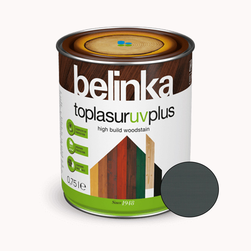 BELINKA Toplasur UV Plus, фарба-лазур для деревини напівглянцева, графітно-сіра (31), 0,75л