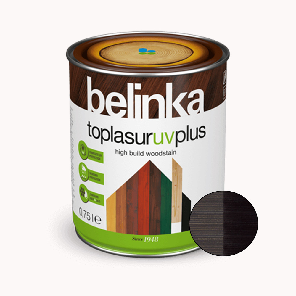 BELINKA Toplasur UV Plus, фарба-лазур для деревини напівглянцева, ебенове дерево (22), 0,75л