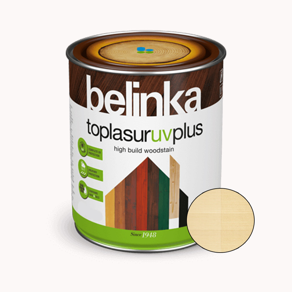 BELINKA Toplasur UV Plus, фарба-лазур для деревини напівглянцева, безколірна (12), 2,5л