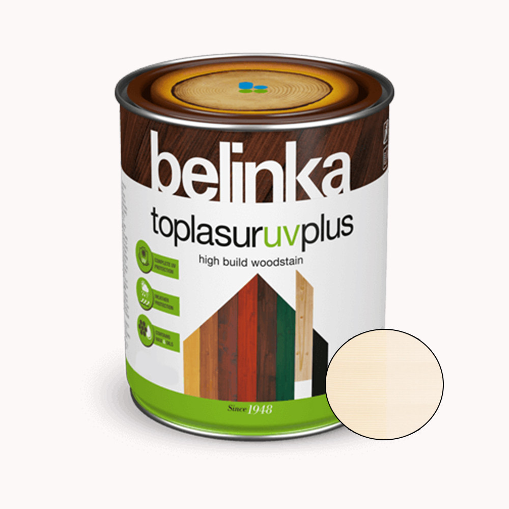 BELINKA Toplasur UV Plus, фарба-лазур для деревини напівглянцева, біла (11), 5л