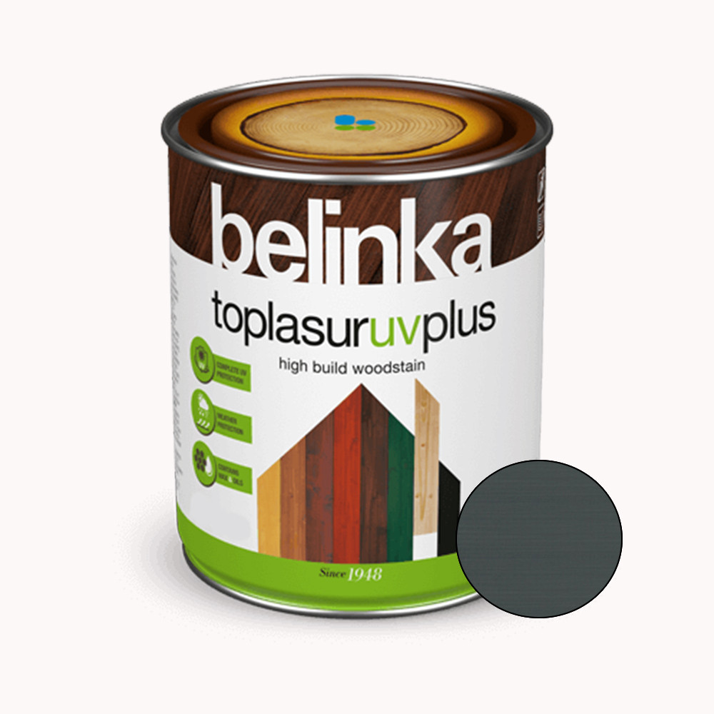 BELINKA Toplasur UV Plus, фарба-лазур для деревини напівглянцева, графітно-сіра (31), 5л