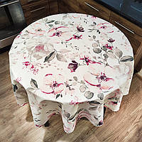 Скатертина для круглого столу водовідштовхувальна з тефлоновим покриттям з рисунком з квітами сакури