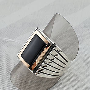 Масивний перстень зі срібла чоловічий з золотою накладкою. Чоловіча печатка 21.5 розмір