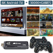 Ігрова приставка Game Stick з Android Тв 64GB 10000 ігор бездротові джойстики M8PRO HD 4K, фото 2