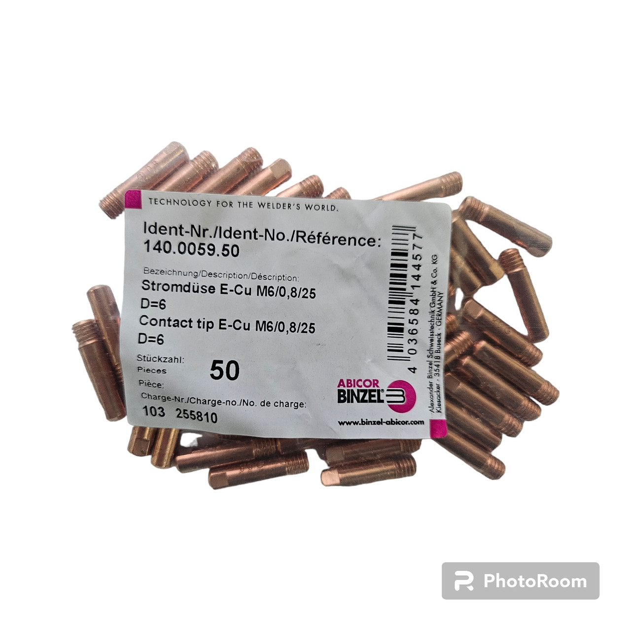 Наконечник токісний E-Cu — M6 D 1,0/6,0/25 140.0059 (УПОКУВАННЯ 50 шт.) ABICOR BINZEL (Абікор Бінцель)