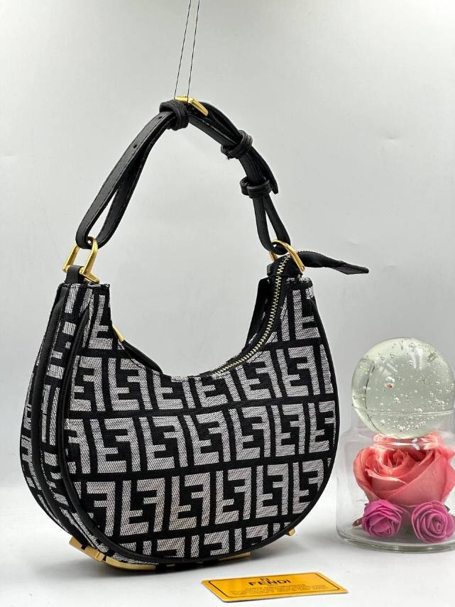 Жіноча сумка Fendi, чорна з логотипами, 24*13*7см, люкс, 931388