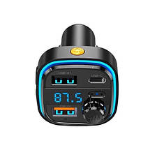 Автомобільний FM-трансмітер XO-BCC08 MP3, PD, 2 USB, 3.1 A Чорний, фото 2