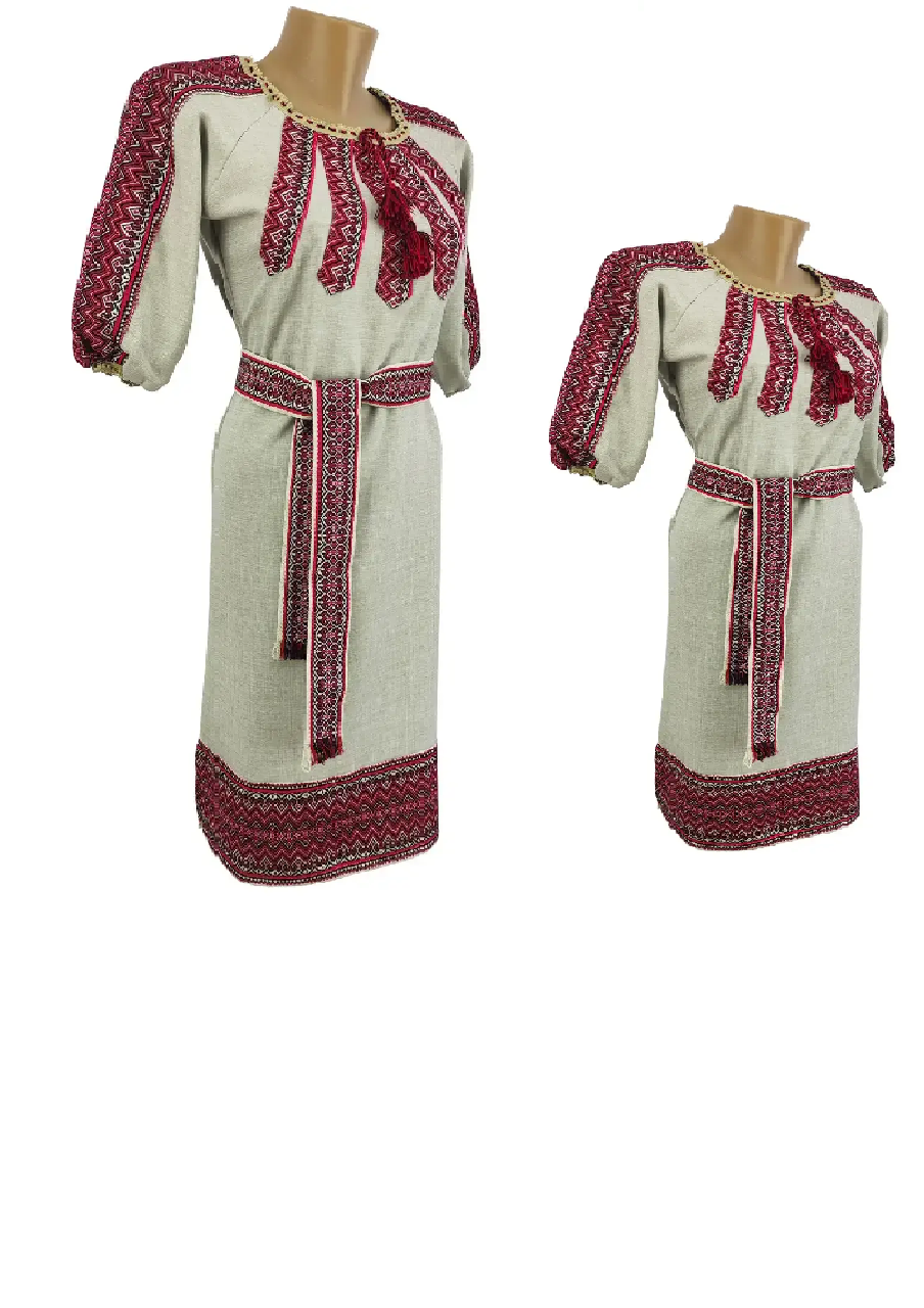 Льняное Платье вышиванка для девочки бежевое р.146 - 164 - фото 1 - id-p2088282531