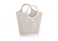 Сумка пластикова пляжна плетена, сумка для покупок 25 л Айворі Sakarya Plastik 8409