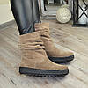 Черевики жіночі бежеві замшеві вільного одягання, на товстій підошві, фото 4