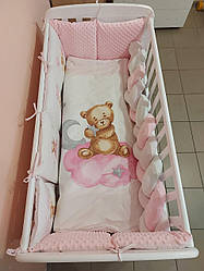 Комплект постільної білизни в дитяче ліжечко 6 елементів  з косою ТМ Ведмедик