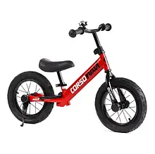 Дитячий біговел 12 дюймів Corso Navi NV-12306 Червоний, надувні колеса, підніжка, підставка для ніг, велобіг