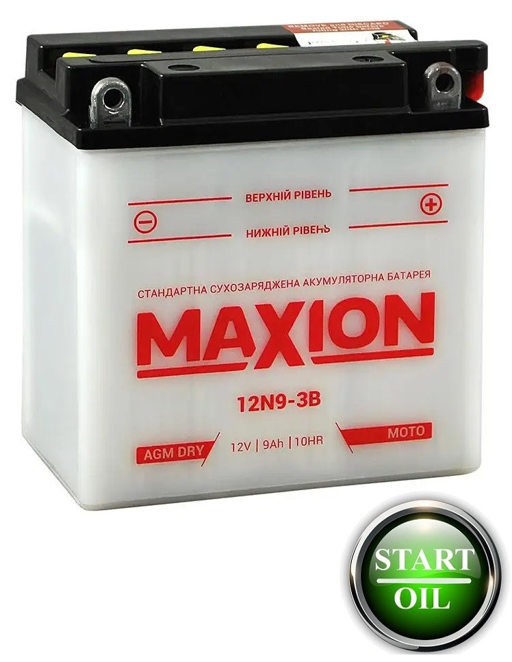 Мото аккумулятор MAXION 12N 9-3B (12V,9A з електролітом у комплекті)