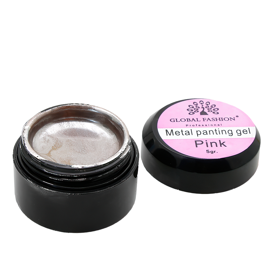 Гель-фарба Global Fashion Gel Paint Metal Pink, 5 мл. Рожеве золото