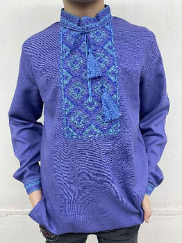 Сорочка для хлопчика "Француз" Льон Волошковий ( виш. Блакитний)