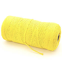 Канат для макраме мотузка бавовняна 3 мм Жовтий +-100 м