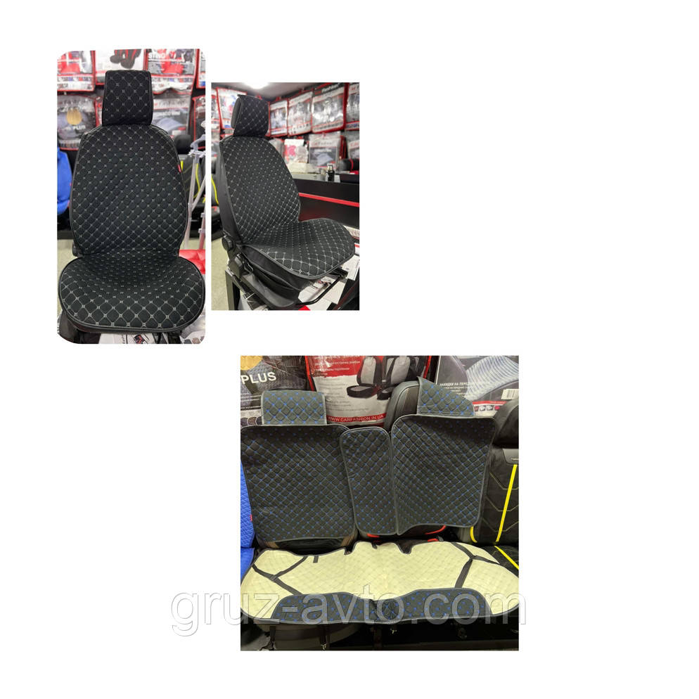 Накидки на сидіння Car Fashion модель CUBE PLUS-Куб плюс комплект на всі сидіння / 22674 черн-сер