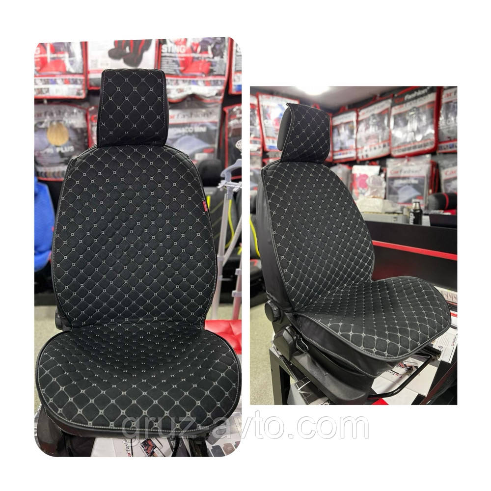 Накидки на сидіння Car Fashion модель CUBE Front -Куб Фронт комплект на передні сидіння / 26164 чорний-сірий