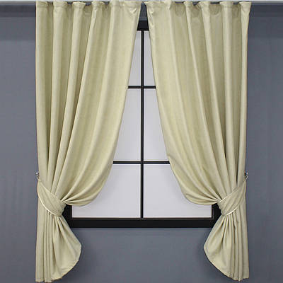 Уцінка! Комплект (2шт. 1,3х1,7м.) коротких штор із тканини мікровелюр SPARTA. Колір кремовий. Код 844ш 38-215