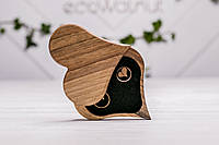 Шкатулка деревянная для колец «Сердце» с индивидуальной гравировкой