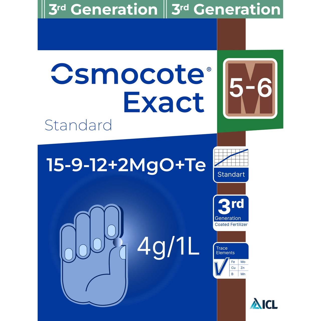 Добриво пролонгованої дії Осмокот Osmocote Exact Standard (15-9-12+2MgO+Te) 5-6 міс. 1000 г