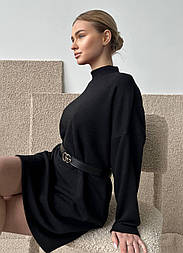 Ангорова сукня туніка вільна з коміром-стійкою (р. 42-50) 6035514