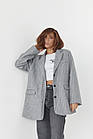 Жіночий однобортний піджак у смужку - світло-сірий колір, S (є розміри), фото 5