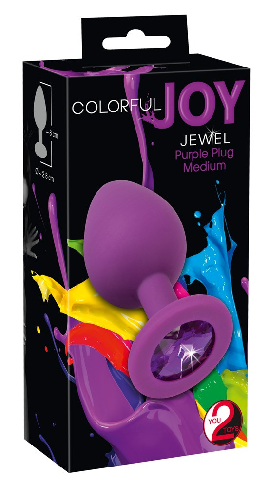 Анальна силіконова пробка з каменем You2Toys Colorful Joy Jewel, фіолетова, Medium Bomba💣, фото 1
