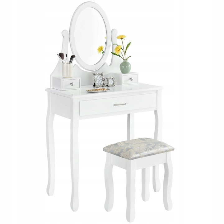 Туалетний столик Care Life матовий білий 75 x 145 x 40 см + табурет