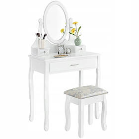 Туалетний столик Care Life матовий білий 75 x 145 x 40 см + табурет