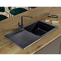 Гранитная кухонная мойка с крылом для сушки Sink Quality FERRUM 1КDO GREY