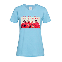 Голубая женская футболка С принтом Imagine Dragons (14-1-5-1-блактний)