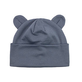 Демісезонна двошарова шапка з вушками об'єм голови 44 - 48 см (6 - 12 місяців) Talvi Сірий