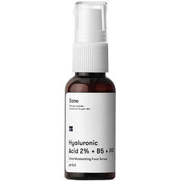 Сироватка для обличчя Sane Hyaluronic Acid 2% + B5 + PP З гіалуроновою кислотою і вітамінами B5 РР 30 мл (4820266830496) -