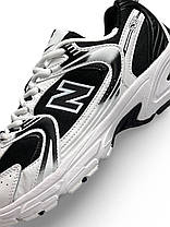 Чоловічі кросівки New Balance 530 Premium Basis White Black Нью Беланс 530 білі шкіра текстиль демісезон, фото 4