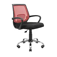 Кресло компьютерное Richman Стар Хром черный/красный механизм качания Пиастра спинка-сетка сиденье-ткань