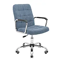 Крісло комп'ютерне офісне Richman Брукс Хром Джинс з механізмом качання і підлокітниками тканина синій до 100 кг