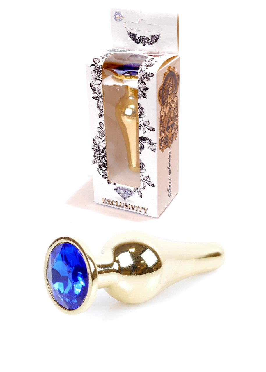 Анальна пробка Jawellery Gold Butt Plug Dark Blue Bomba💣