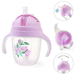 Поїлка непроливайка з обтяженою соломинкою 240 мл 6М+ Квіти BabyOno