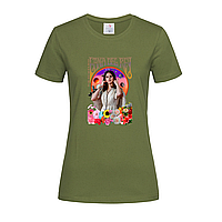 Армейская женская футболка С принтом Lana Del Ray (14-1-6-1-армійський)