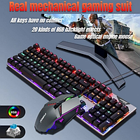 Игровой комплект клавиатура механическая с оптической мышкой FOREV, Проводная клавитура с RGB подсветкой tac