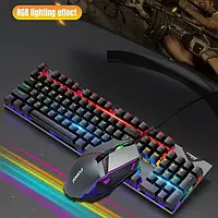 Дротовий набір клавіатура ігрова та мишка з райдужною світлодіодною підсвіткою, Клавіатура універсальна для ПК tac