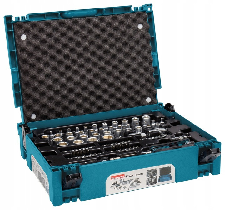 Набор инструментов ключей, бит, головок и аксессуаров в кейсе Makita E-08713 120 элементов - фото 3 - id-p2088347324